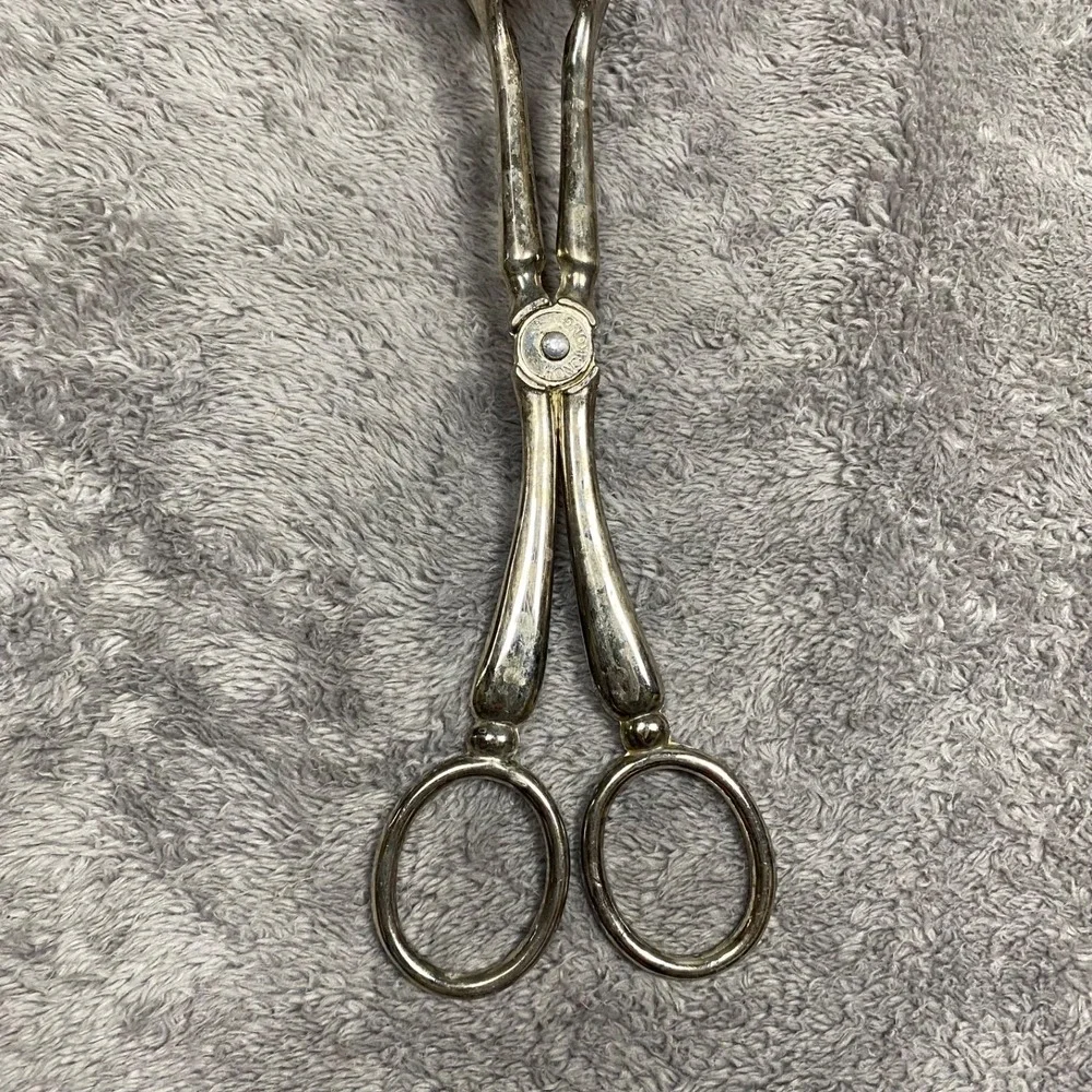 Vintage Silver Plated Pastry Tongs Scissor Serving Utensils Hong Kong